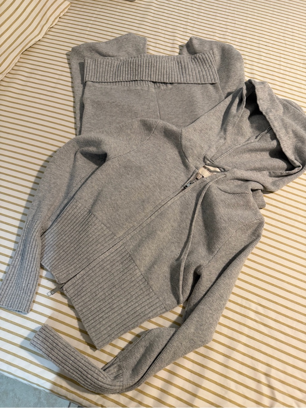 Women's Gray Hooded Zip Sweater
